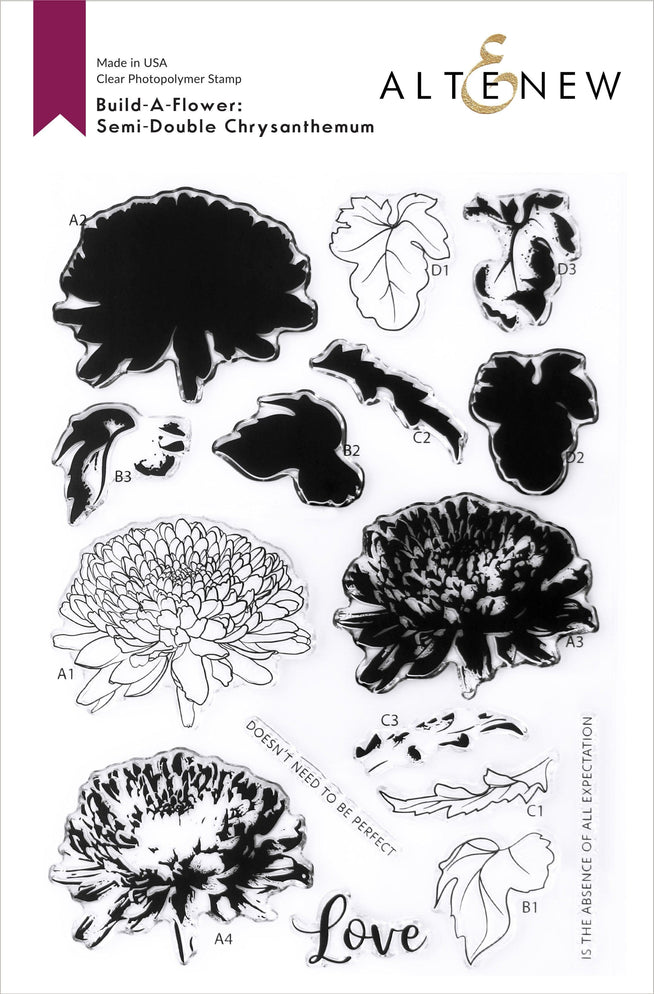 Altenew Build-A-Flower Set Build-A-Flower: Semi-Double Chrysanthemum Layering Stamp & Die Set & Ink Bundle