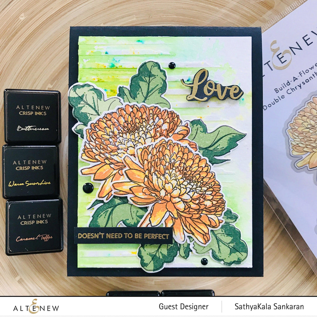 Altenew Build-A-Flower Set Build-A-Flower: Semi-Double Chrysanthemum Layering Stamp & Die Set & Ink Bundle