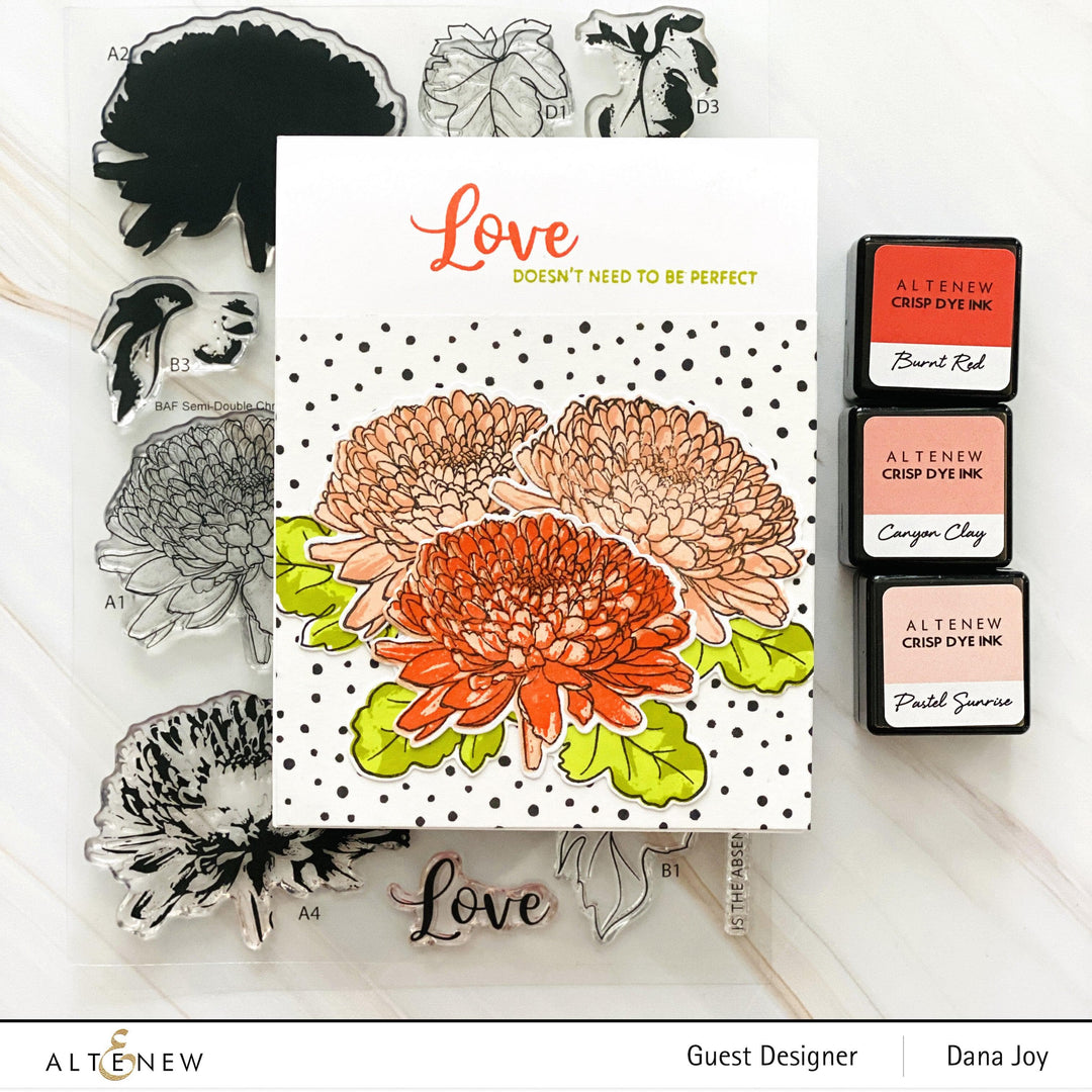 Altenew Build-A-Flower Set Build-A-Flower: Semi-Double Chrysanthemum Layering Stamp & Die Set & Ink Bundle