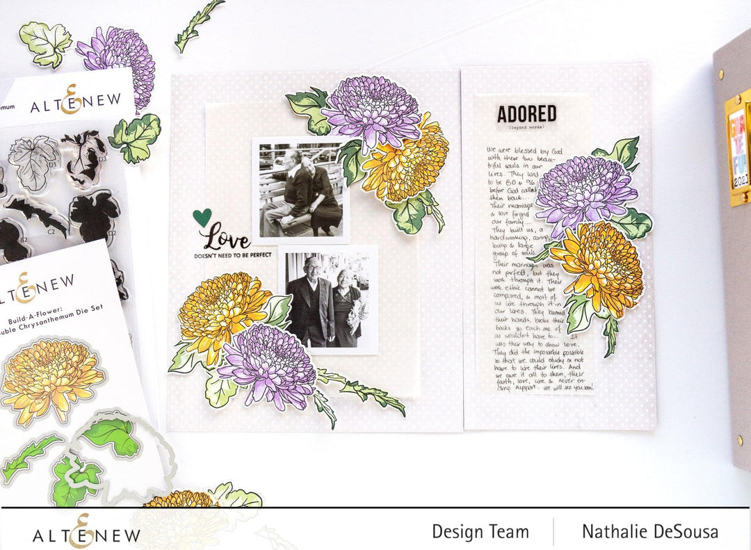 Altenew Build-A-Flower Set Build-A-Flower: Semi-Double Chrysanthemum Layering Stamp & Die Set & Ink Bundle