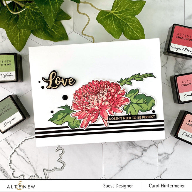 Altenew Build-A-Flower Set Build-A-Flower: Semi-Double Chrysanthemum Layering Stamp & Die Set & Ink Bundle