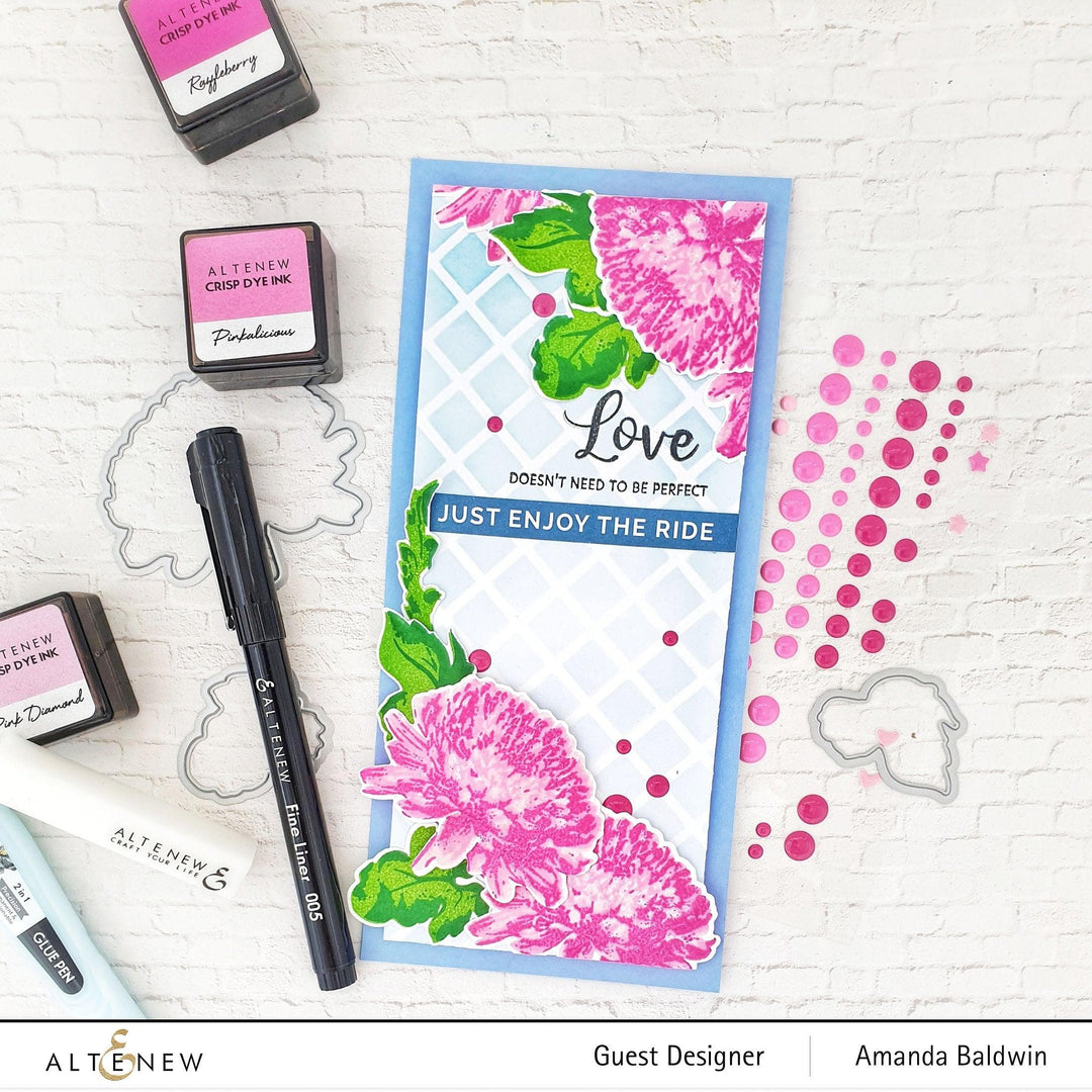 Altenew Build-A-Flower Set Build-A-Flower: Semi-Double Chrysanthemum Layering Stamp & Die Set & Ink Bundle