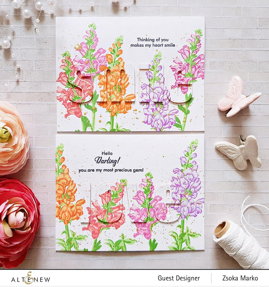 Altenew Build-A-Flower Set Build-A-Flower: Snapdragon Layering Stamp & Die Set & Ink Bundle
