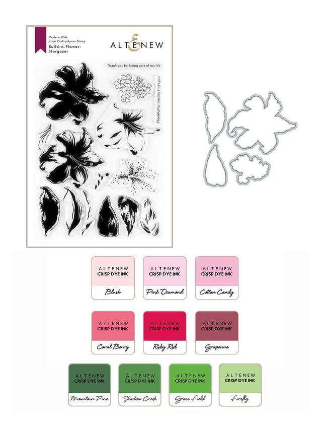 Altenew Build-A-Flower Set Build-A-Flower: Stargazer Layering Stamp & Die Set & Ink Bundle