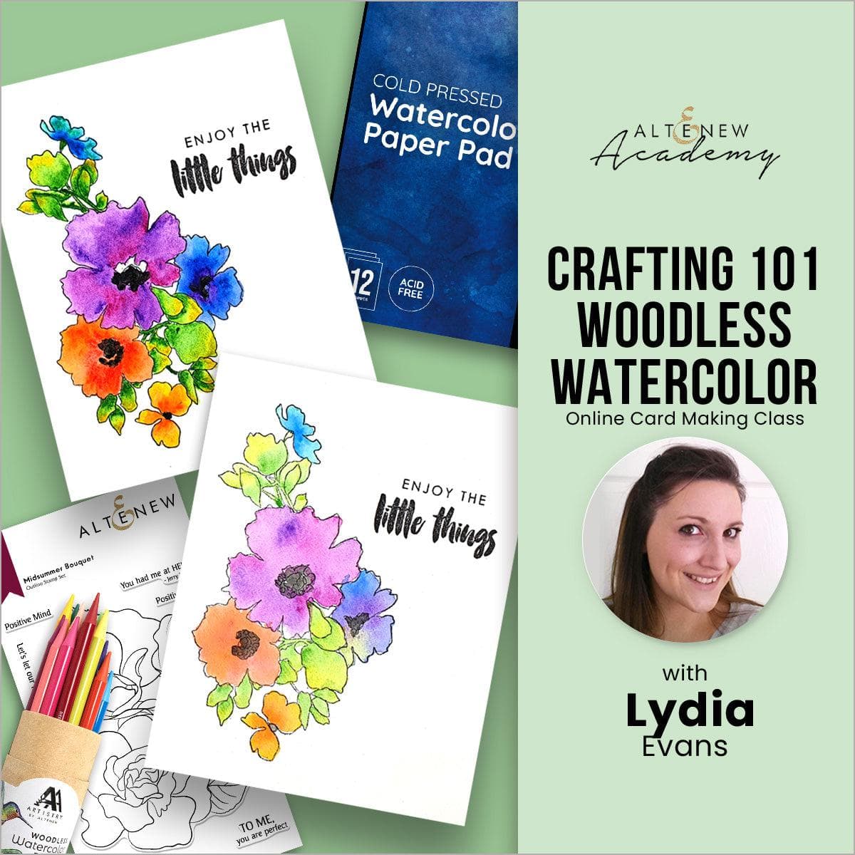 Crafting 101 - Woodless Watercolor Online Cardmaking Class