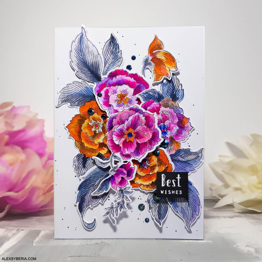 Photocentric Clear Stamps Engraved Flowers Stamp Set