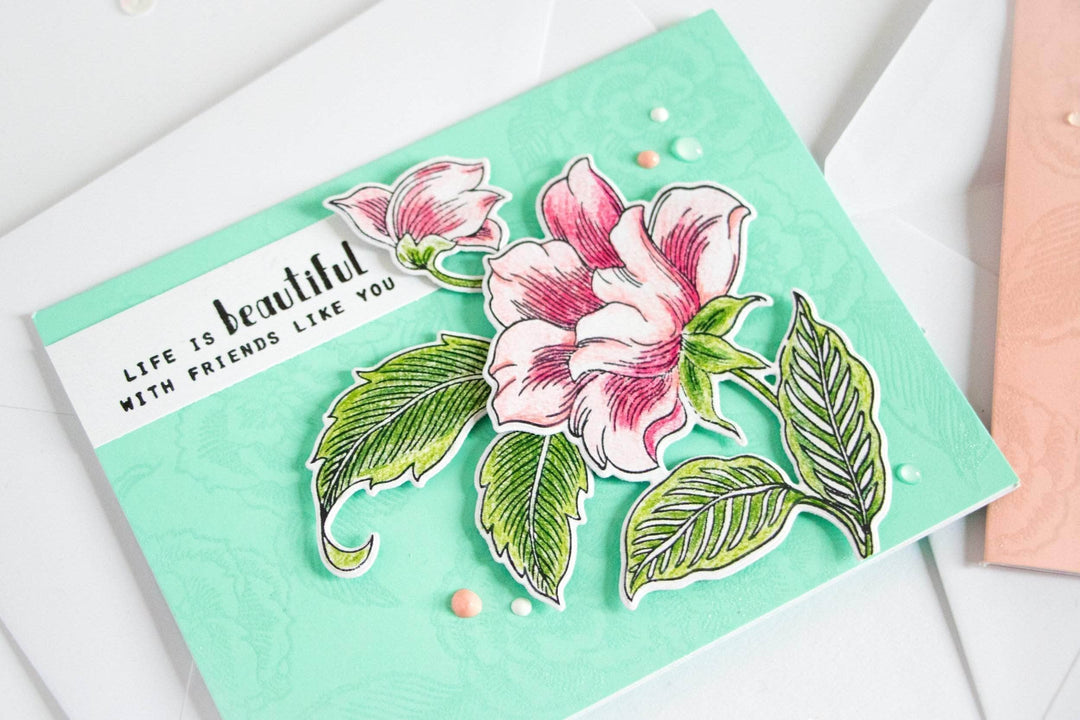 Photocentric Clear Stamps Engraved Flowers Stamp Set