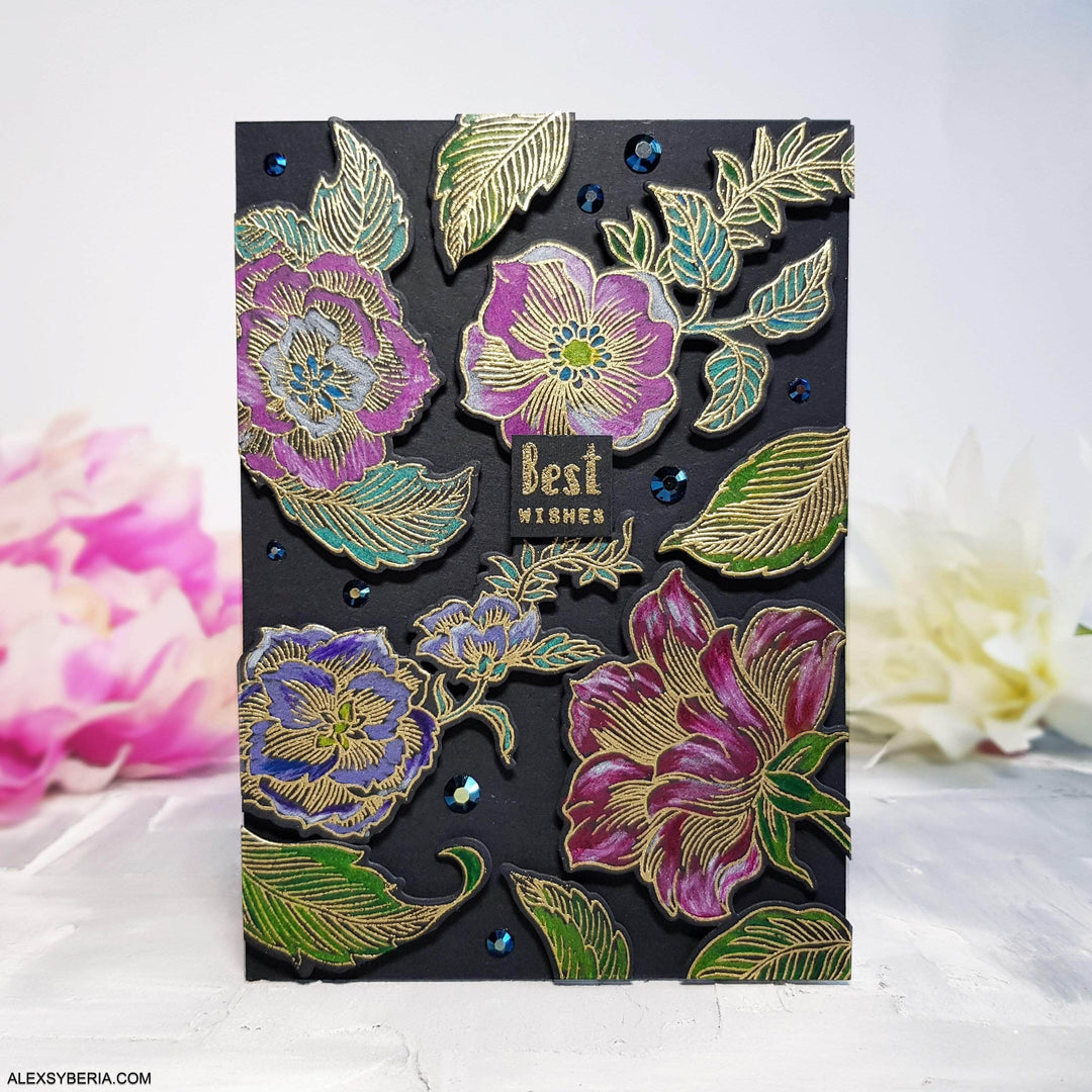 Photocentric Clear Stamps Engraved Flowers Stamp Set