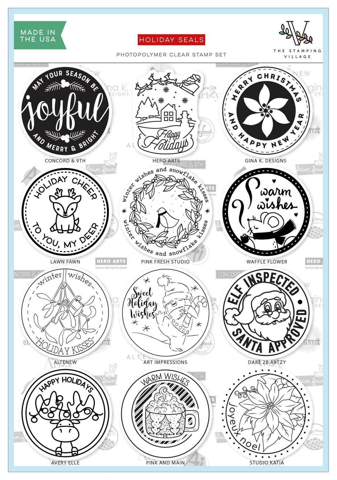 Photocentric Clear Stamps Holiday Seals Stamp Set by The Stamping Village