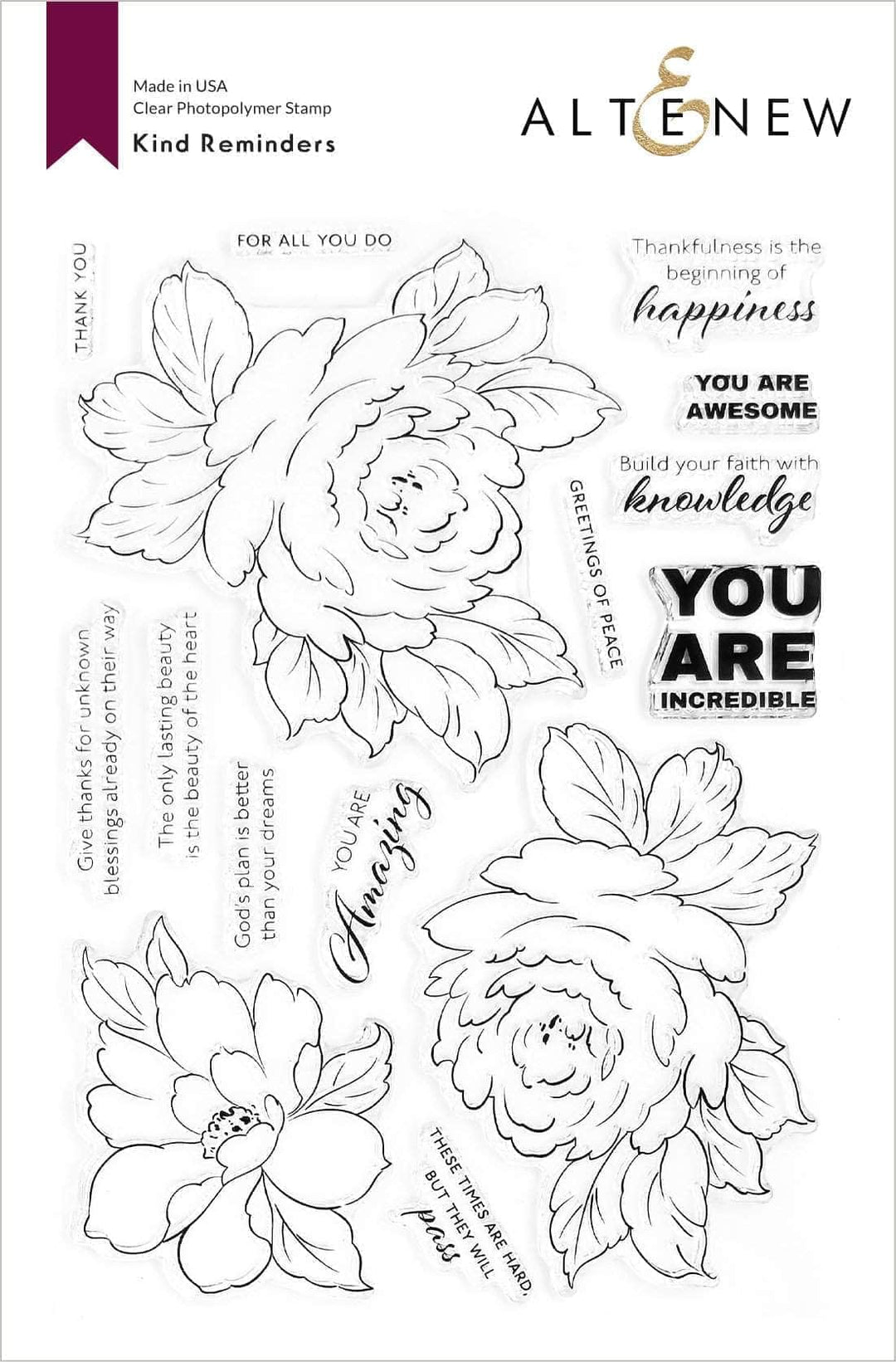 Photocentric Clear Stamps Kind Reminders Stamp Set