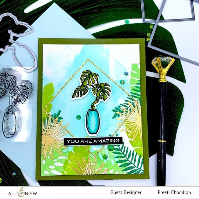 Photocentric Clear Stamps Monstera in Vase Stamp Set