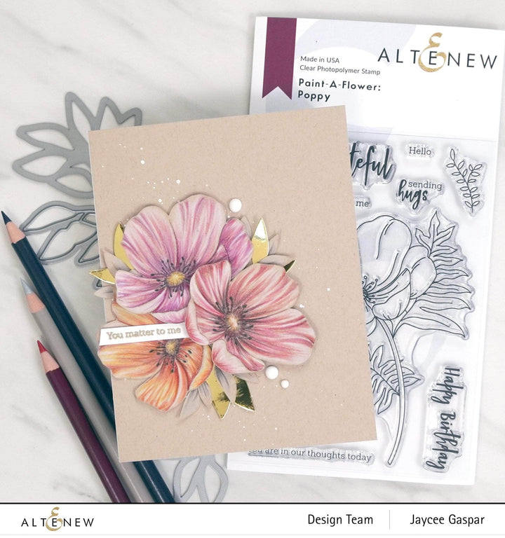 Photocentric Clear Stamps Paint-A-Flower: Poppy Outline Stamp Set