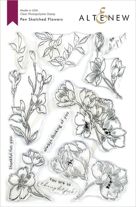 Photocentric Clear Stamps Pen Sketched Flowers Stamp Set