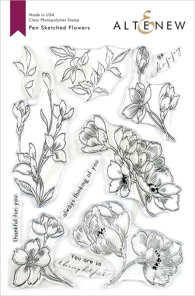Photocentric Clear Stamps Pen Sketched Flowers Stamp Set
