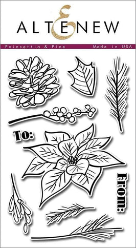 Photocentric Clear Stamps Poinsettia & Pine Stamp Set