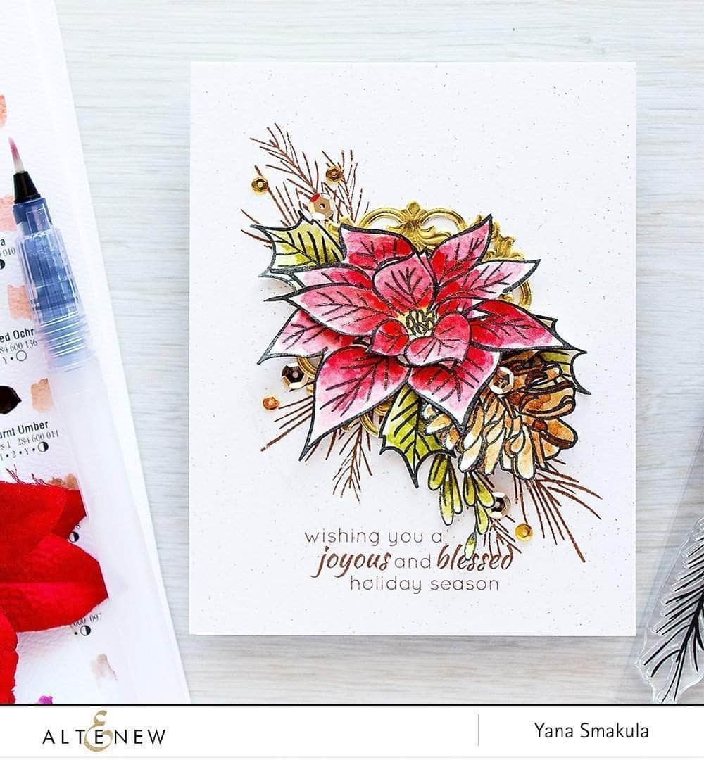 Photocentric Clear Stamps Poinsettia & Pine Stamp Set