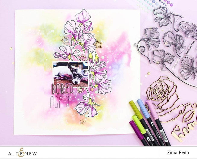 Photocentric Clear Stamps Sweetest Peas Stamp Set