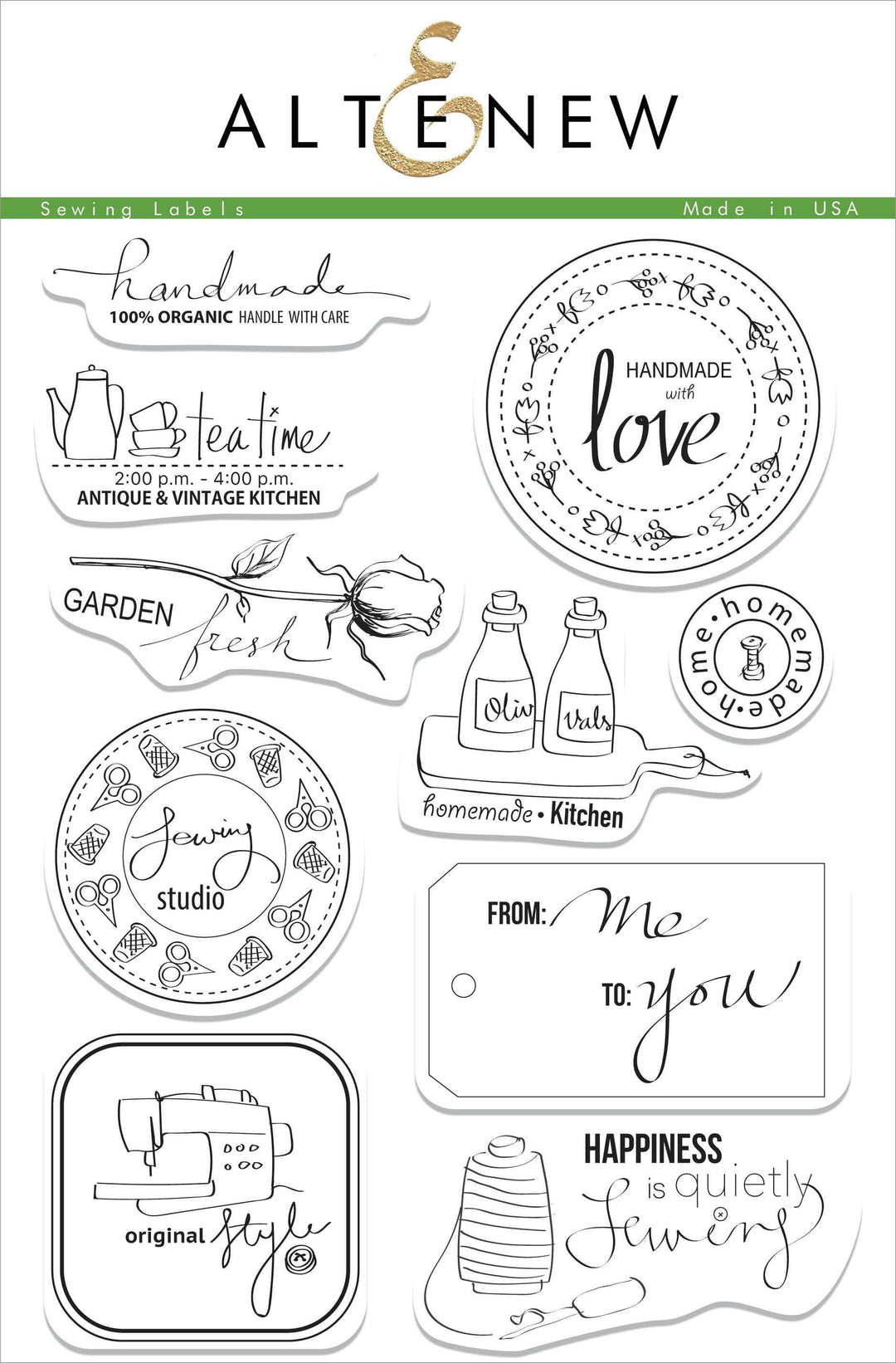Altenew Clear Stamps Sewing Labels Stamp Set