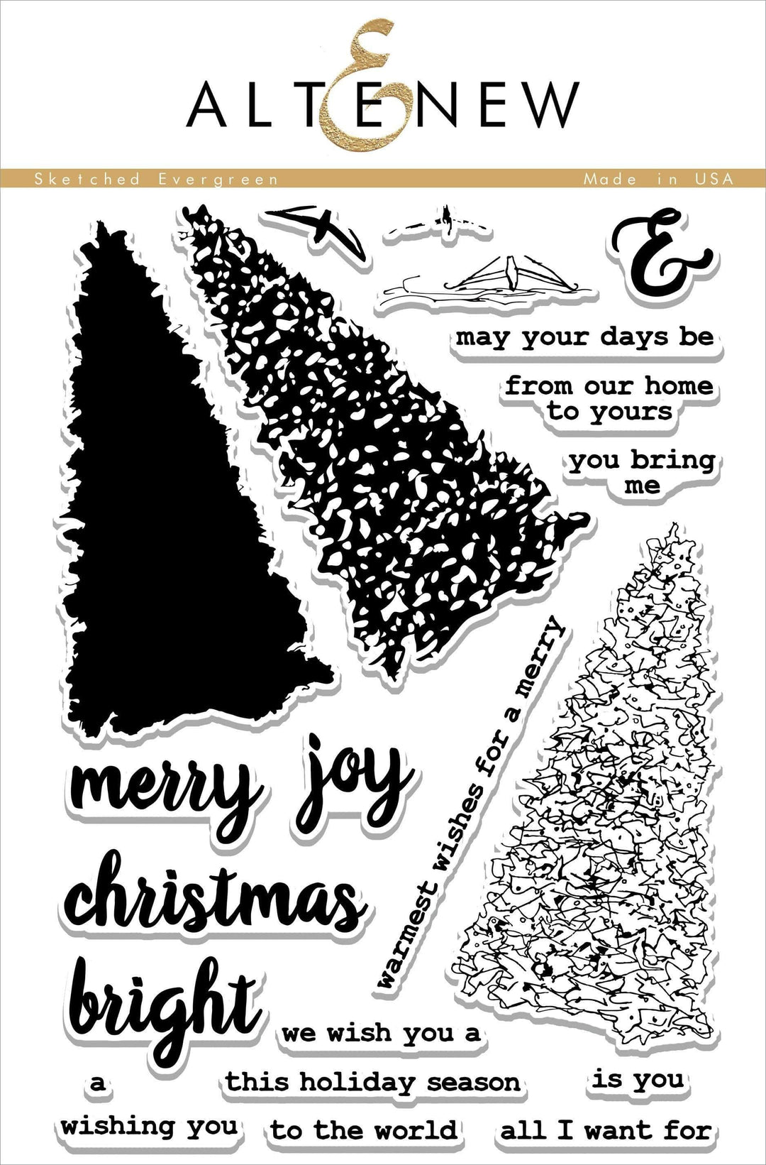 Photocentric Clear Stamps Z - Sketched Evergreen Stamp Set