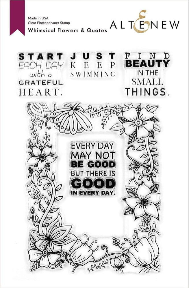 Photocentric Clear Stamps Z - Whimsical Flowers & Quotes Stamp Set