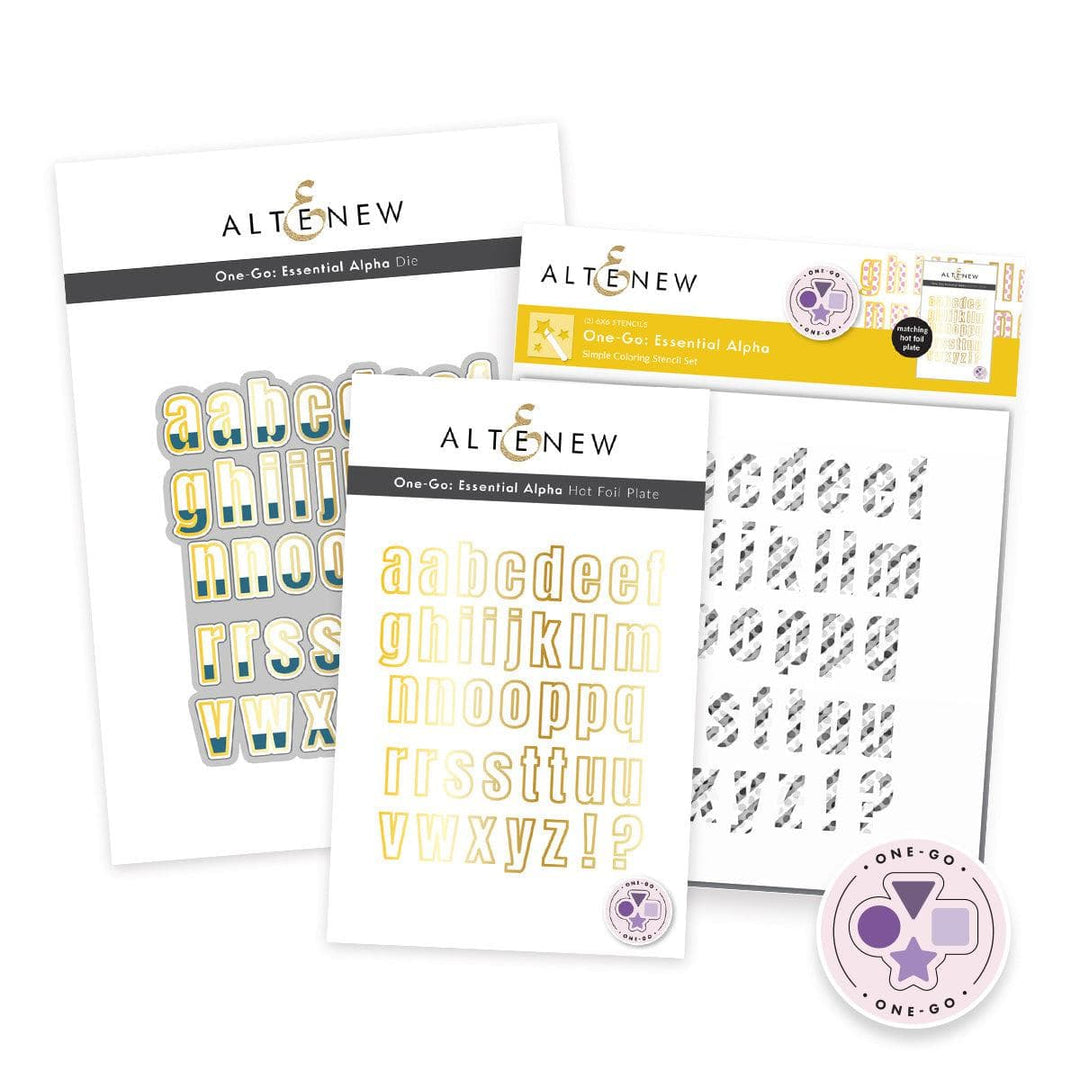 Altenew Die & Stencil & Hot Foil Plate Bundle Essential Alpha