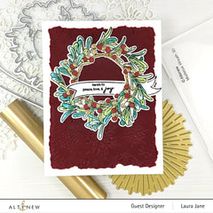 Altenew-Mistletoe Wreath EF, Stamp, Stencil, Die-Magic Burst HFP-Layered Snowflakes EF (1) Laura Jane.jpg