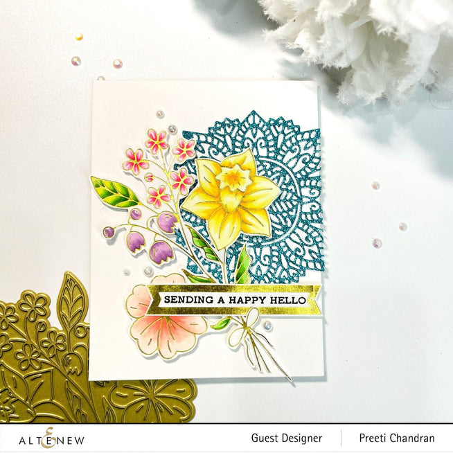 Altenew Hot Foil Plate & Stencil Bundle Morning Blooms Hot Foil Plate & Stencil Bundle