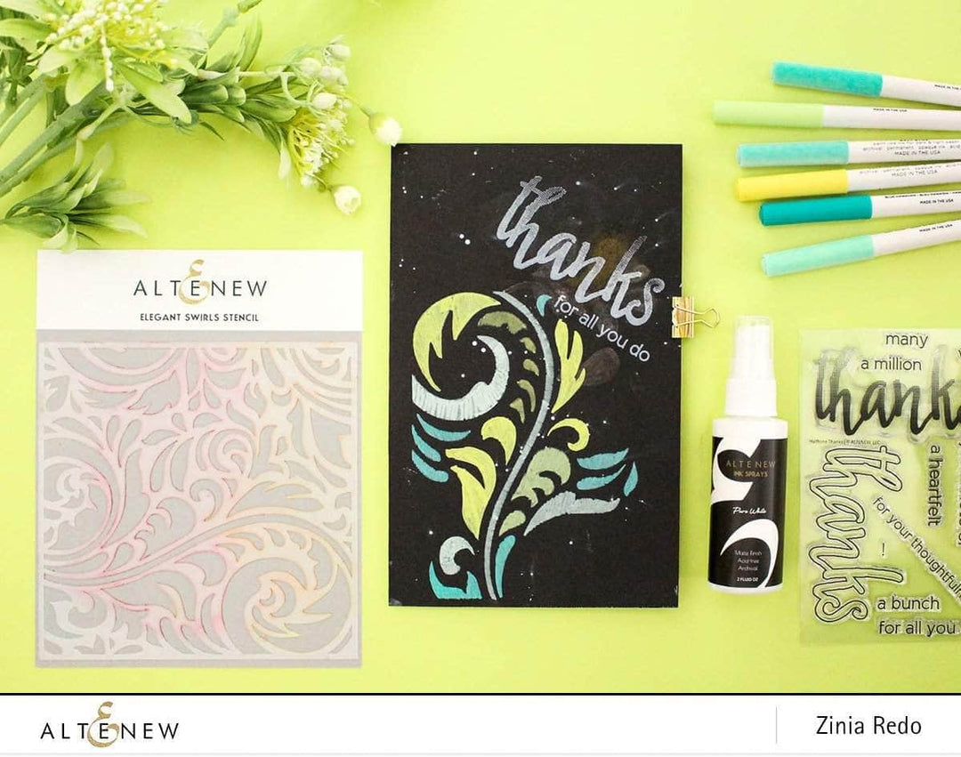 Altenew Ink Spray & Stencil Bundle Elegant Swirls Stencil & Ink Spray Bundle