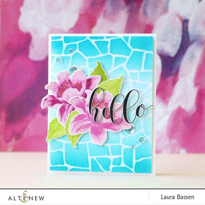 Altenew Ink Spray & Stencil Bundle Stone Wall Stencil w/ Sea Glass and Dusk Ink Sprays Bundle
