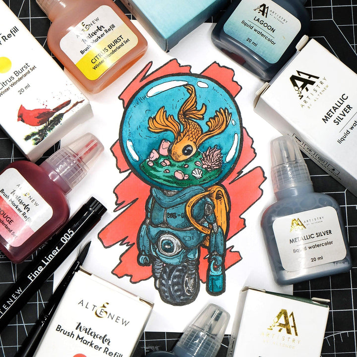 Emerald Liquid Watercolor - Brush Marker Refill (Winter Wonderland Set)