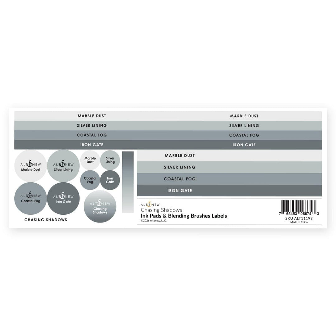 Ink Pads & Blending Brushes Label Set - Chasing Shadows
