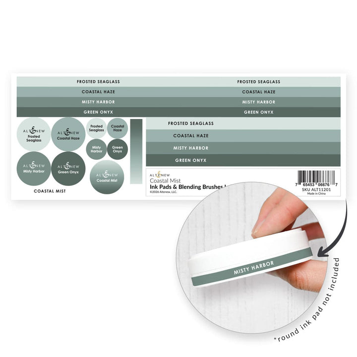 Ink Pads & Blending Brushes Label Set - Coastal Mist