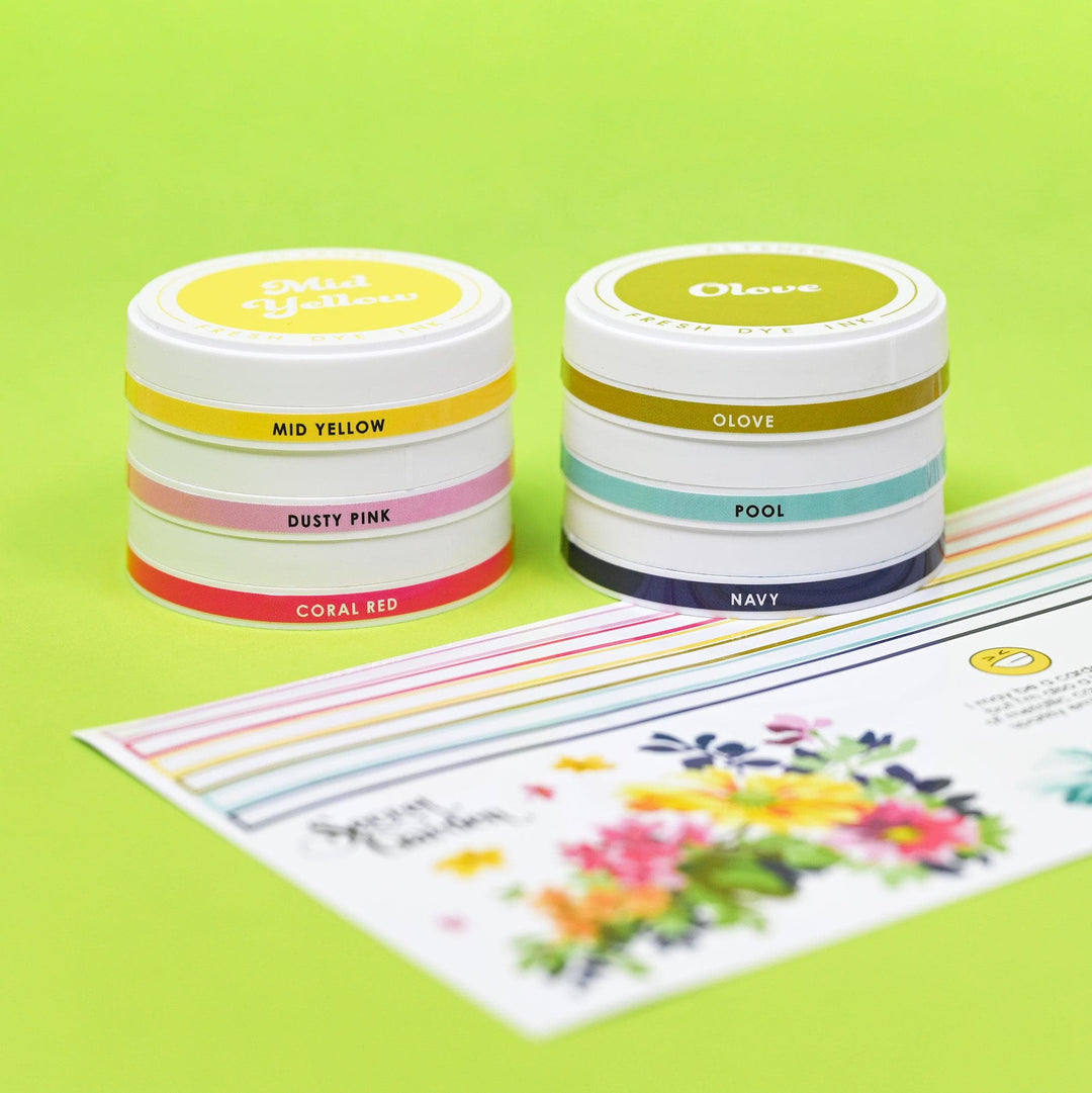 Misil Craft Decals Round Ink Pads Label Set - Deco Garden