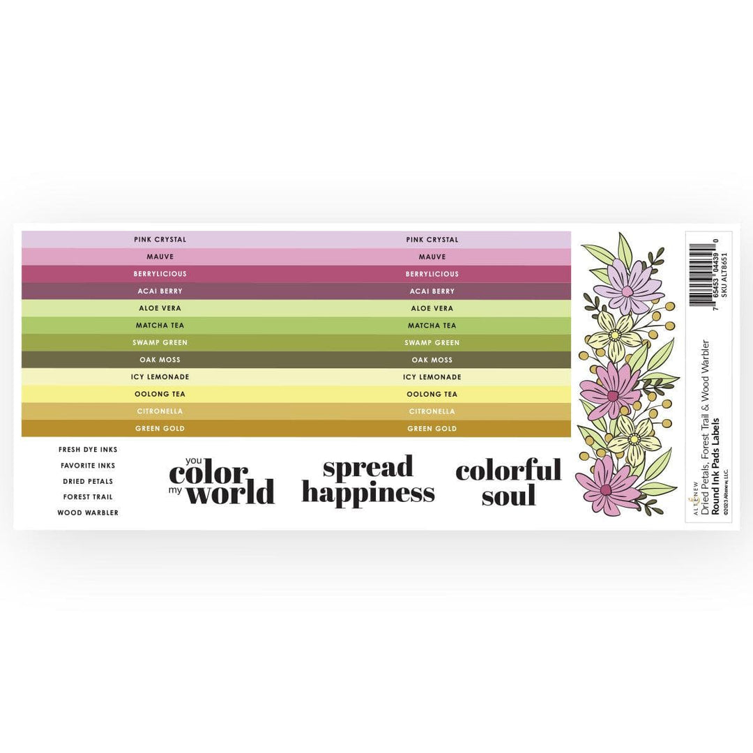 Round Ink Pads Label Set  - Dried Petals, Forest Trail, Wood Warbler