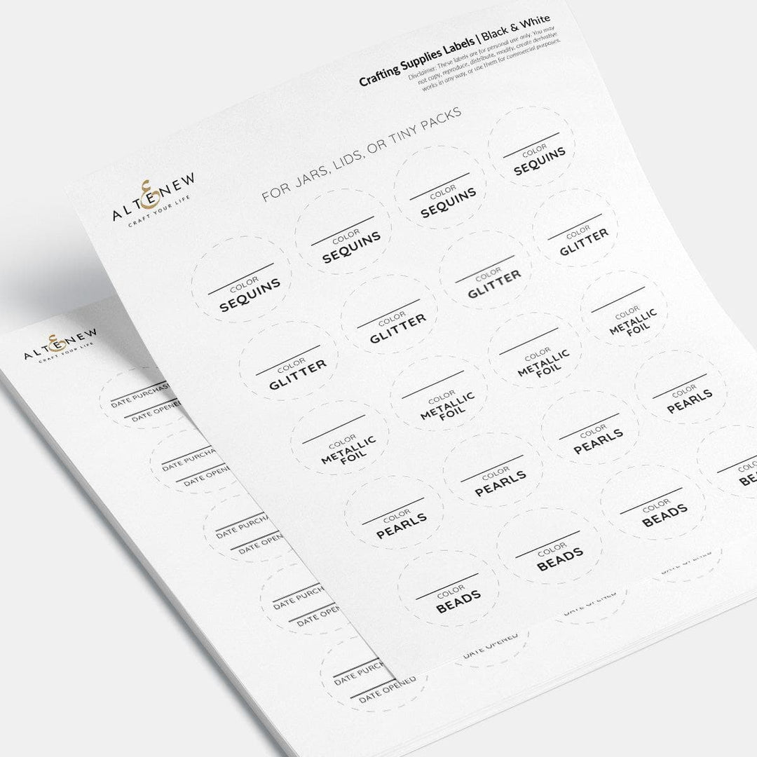 Printable Craft Supply Labels (Color-Coded & Black & White)