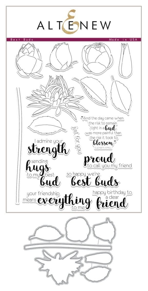 Altenew Stamp & Die Bundle Best Buds Stamp & Budding Thanks Die Bundle