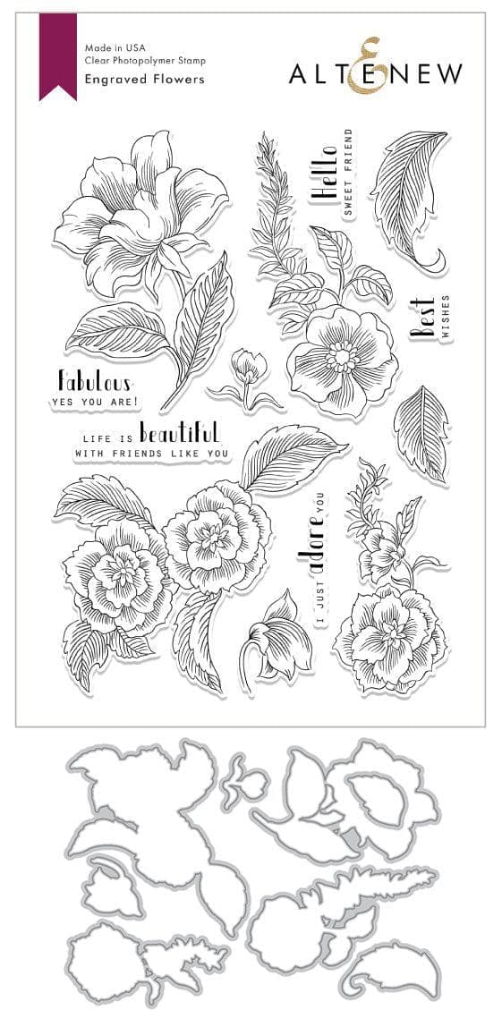 Altenew Stamp & Die Bundle Engraved Flowers Stamp & Die Bundle