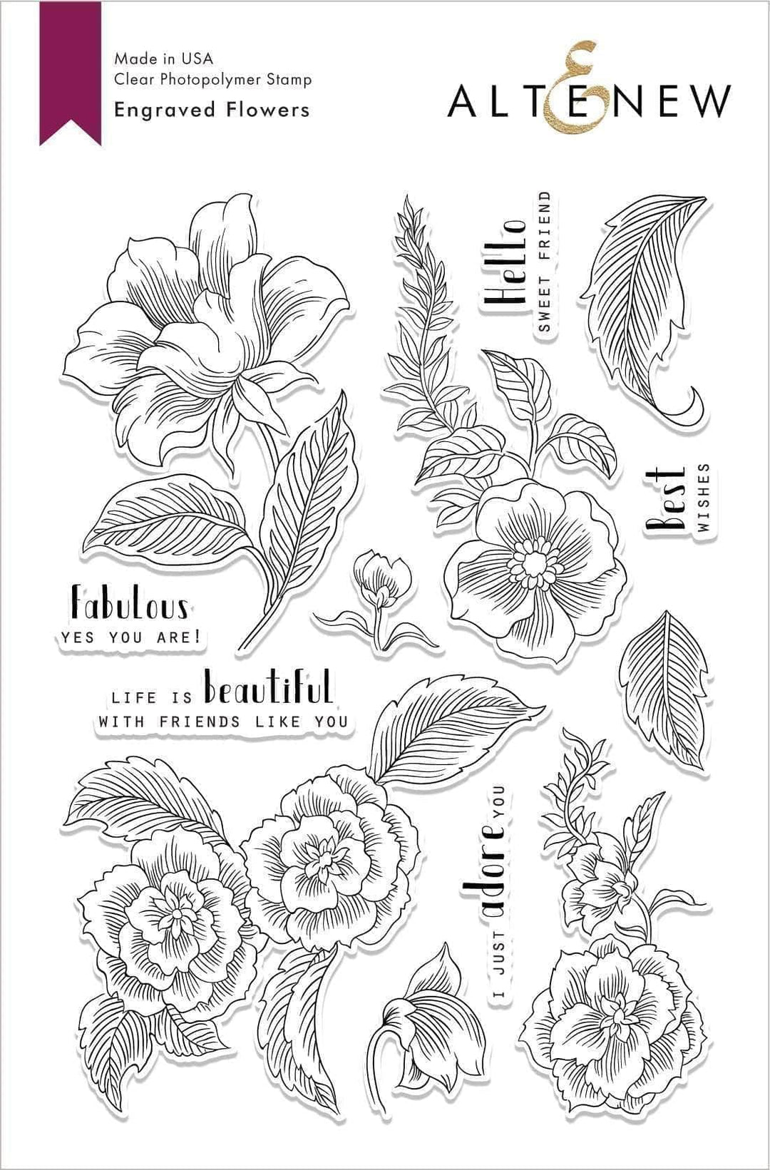 Altenew Stamp & Die Bundle Engraved Flowers