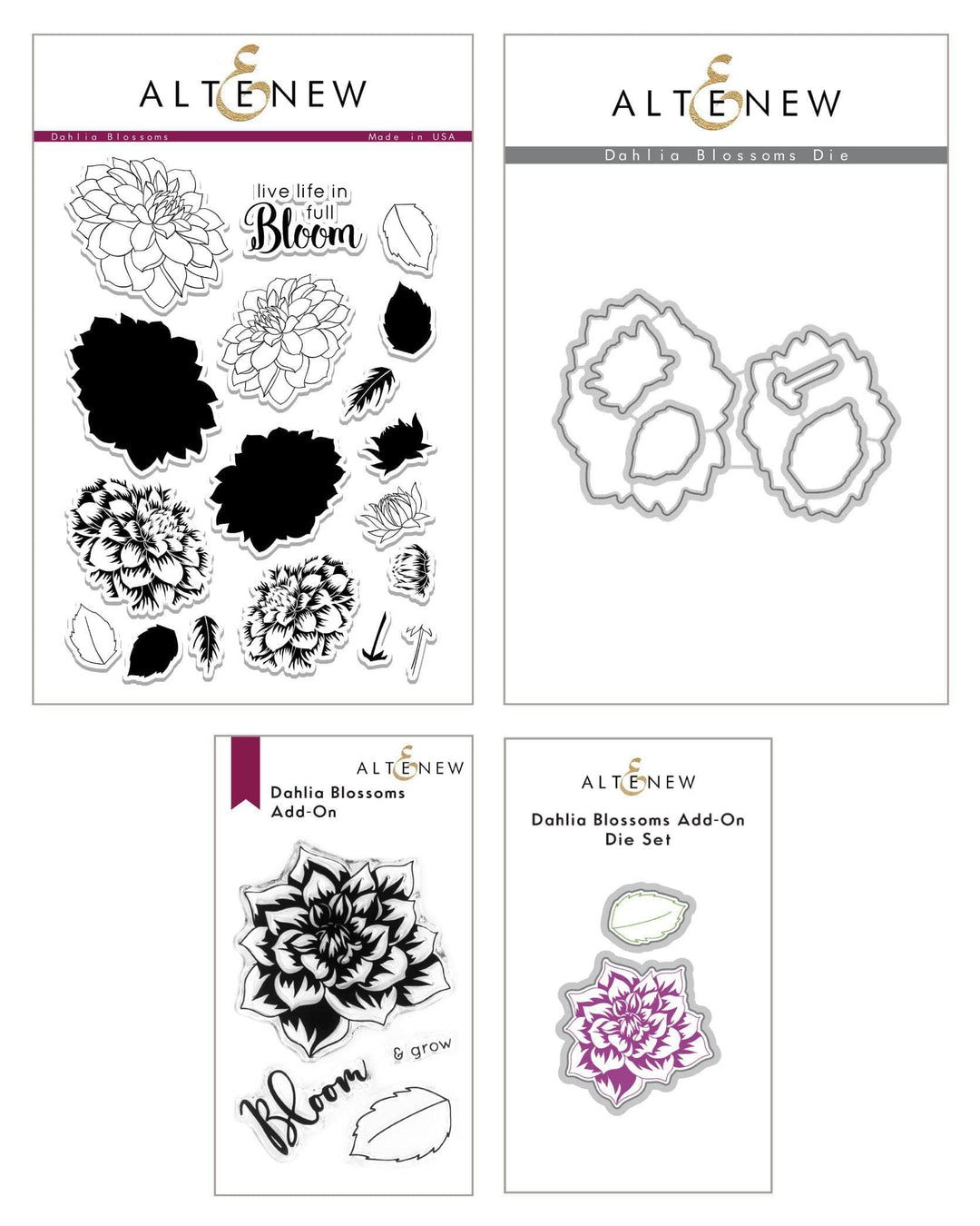 Altenew Stamp & Die Bundle Fan Favorites: Dahlia Blossoms Complete Stamp & Die Bundle