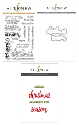 Altenew Stamp & Die Bundle Halftone Holidays Stamp & Die & Christmas Season Die Set Bundle