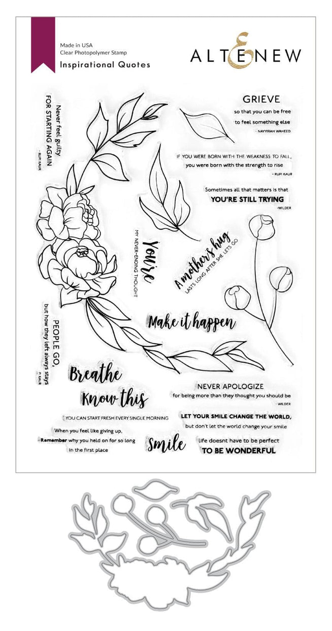Altenew Stamp & Die Bundle Inspirational Quotes Stamp & Die Bundle