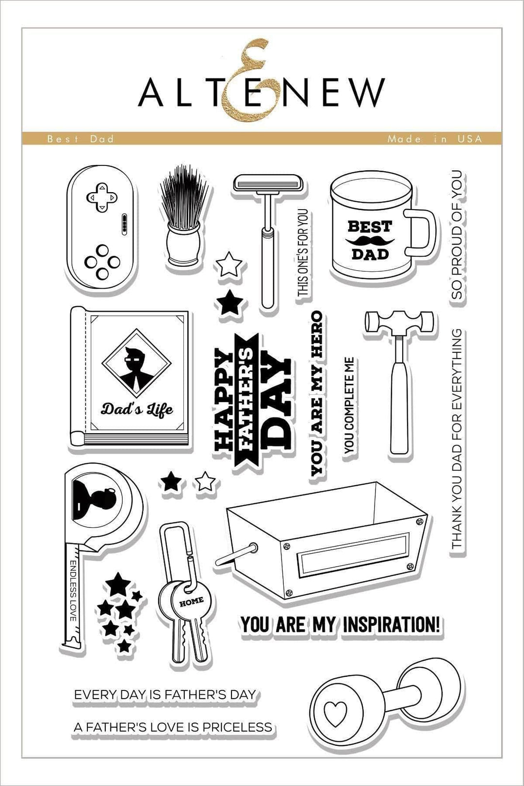 Altenew Stamp & Die Bundle Z - Best Dad Stamp & Die Bundle