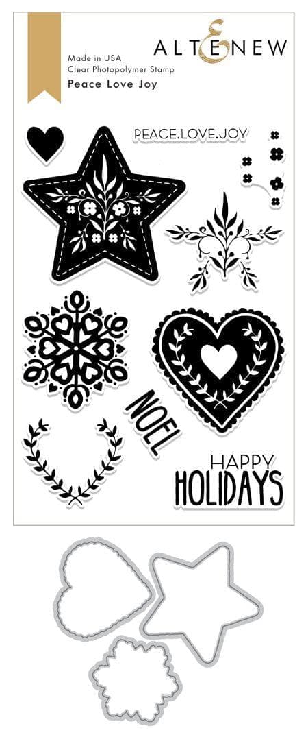 Altenew Stamp & Die Bundle Z - Peace Love Joy Stamp & Die Bundle