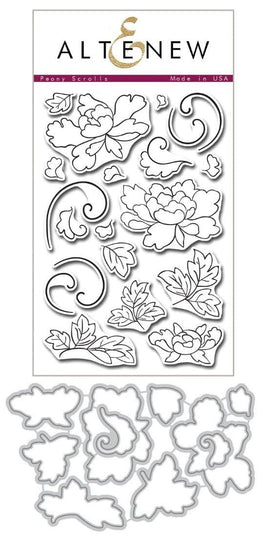 Altenew Stamp & Die Bundle Peony Scrolls Stamp & Die Bundle