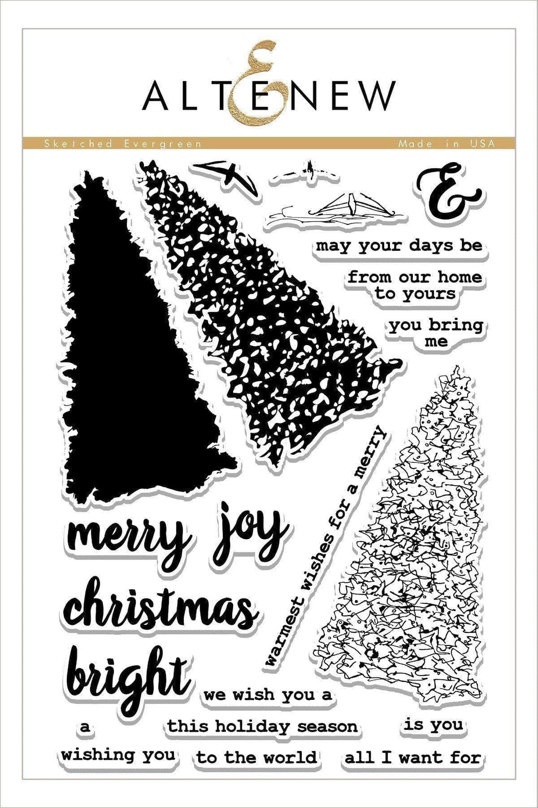 Altenew Stamp & Die Bundle Z - Sketched Evergreen Stamp & Die Bundle