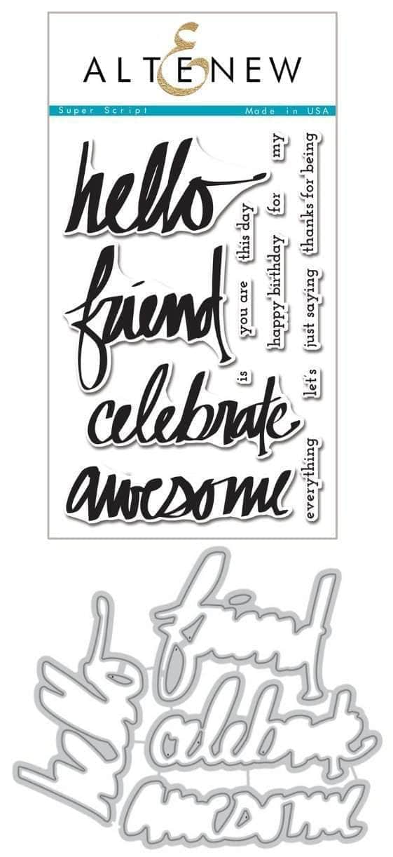 Altenew Stamp & Die Bundle Super Script Stamp & Die Bundle