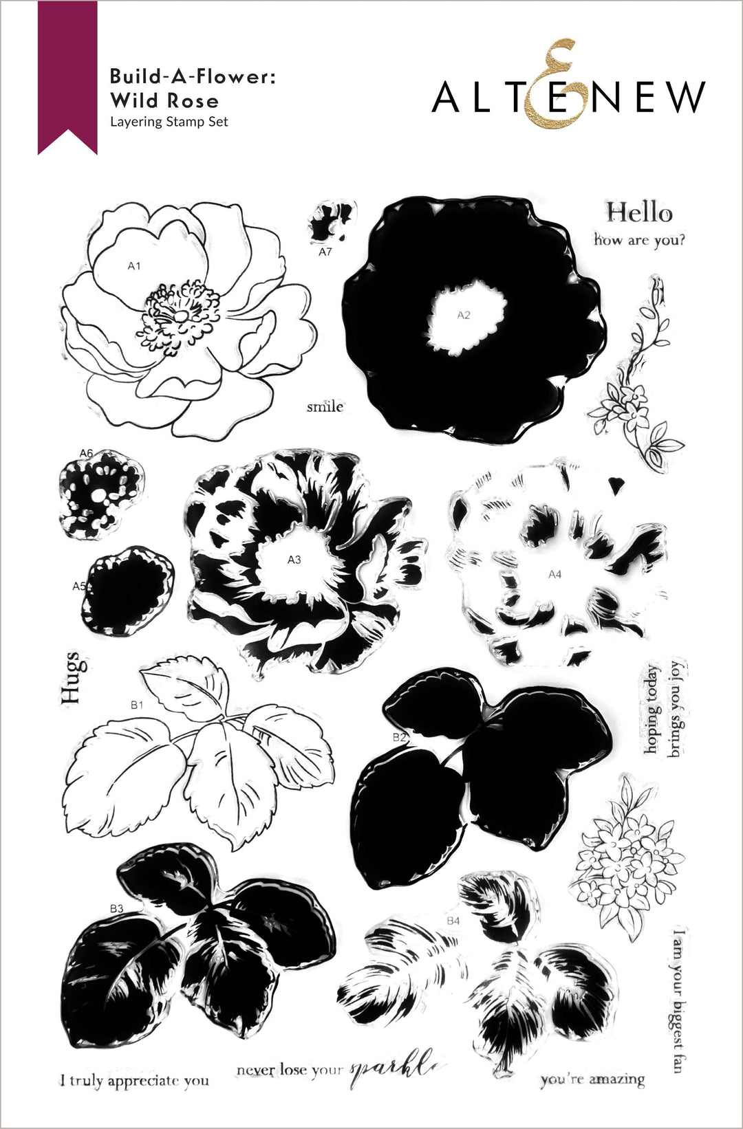 Altenew Stamp & Die & Hot Foil Plate Bundle Build-A-Flower: Wild Rose Complete Bundle