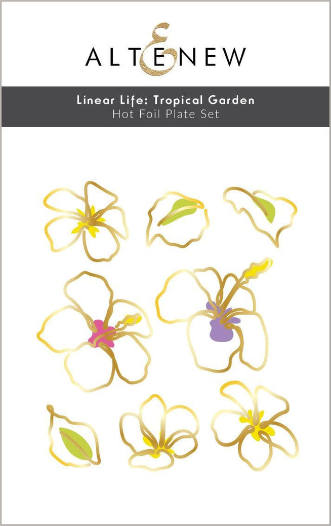 Altenew Stamp & Die & Hot Foil Plate Bundle Linear Life: Tropical Garden Stamp & Die & Hot Foil Plate Bundle