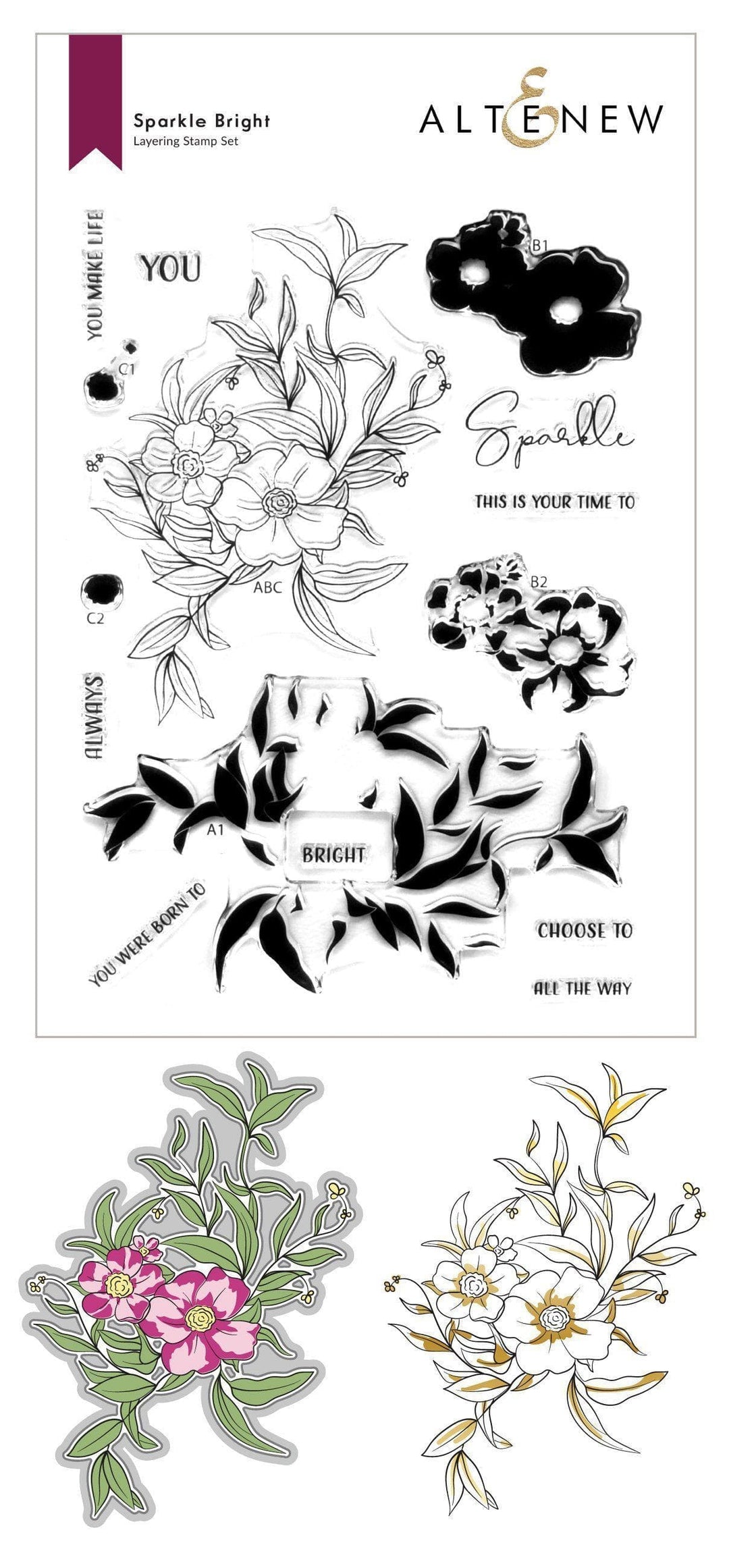 Altenew Stamp & Die & Hot Foil Plate Bundle Sparkle Bright Stamp & Die & Hot Foil Plate Bundle