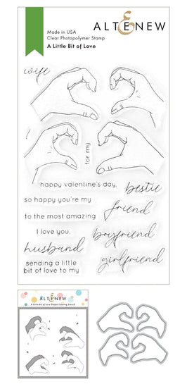 Altenew Stamp & Die & Stencil Bundle A Little Bit of Love Stamp & Die & Coloring Stencil Bundle